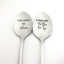 5 Year Anniversary Spoon Gifts for Couple Boyfriend Girlfriend 5th Wedding Anniversary Present for Husband Wife Christmas Birthday Valentines Day Gifts for Him Her 5 Year Marriage Gift