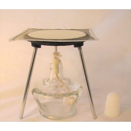 Alcohol Glass Lab Bunsen Burner, with Tripod & Mesh Screen, Cast Iron Support Stand 6"