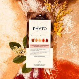 PHYTO PHYTO Phytocolor Permanent Hair Color, 6 Dark Blonde, with Botanical Pigments, 100% Grey Hair Coverage, Ammonia-free, PPD-free, Resorcin-free, 0.42 oz.