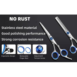 Professional Hair Cutting Scissors Kits,11 Pcs Stainless Steel Hairdressing Shears Set Professional Thinning Scissors For Home/Women/Men/Kids/Cat/Dog/Adults Shear Sets/Salon/Barber