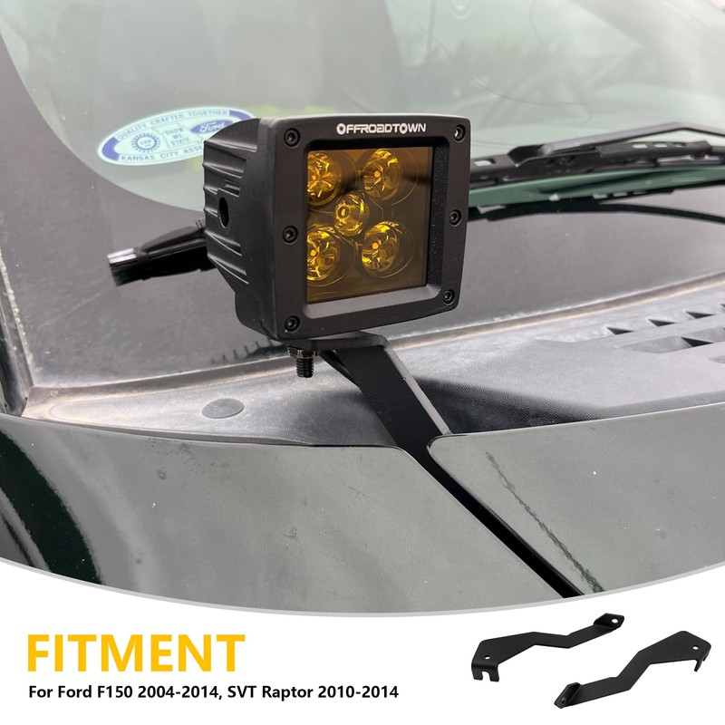 Riasdy F150 Hood Light Mount Brackets, Ditch Light Brackets Front
