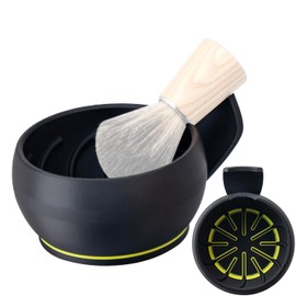Grandslam - Tazón de afeitar con crestas, taza de afeitar con soporte para brocha, jabón, cuenco de afeitar para crema de afeitar y jabón, duradero y 
