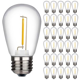 TJOY 30 Pack LED S14 Replacement Light Bulbs,1 Watt Shatterproof & Waterproof Bulbs for Outdoor String Lights, 2700K Warm White Edison Vintage Style, Equivalent to 11w Incandescent Bulbs, E26 Base