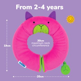 Trunki Kid's Travel Neck Pillow And Chin Rest | Support Sleepy Heads in the Car Seat, Plane, Bike or Pram | Yondi SMALL Betsy (Pink)
