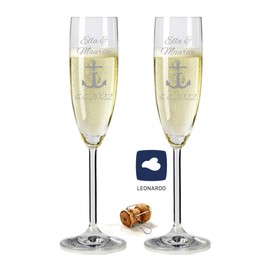 laser-diele 2 Leonardo Champagne Glasses with Engraving – Gift for Wedding – Engraved with Name and Date – Champagne Anchor