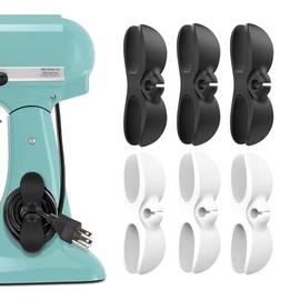6 Piezas Organizador de Cables para Electrodomésticos, Organizador de Cables de Cocina, Agestión de Cables para Mezclador, Cafetera, Microondas, Más limpio Ordenado (Negro*3, Blanco*3)