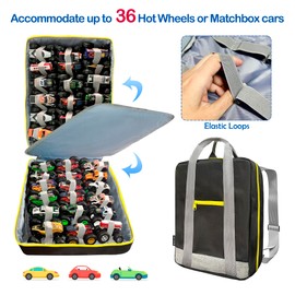 KISLANE Monster Trucks Storage Backpack - Versatile Carrying Case With Front Compartment and 2 Storage Pages for 36 Trucks - Ultimate Holder and Organizer
