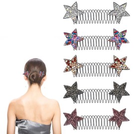 Hair Comb 5PCS Rhinestone Star Hair Comb,Chopped Hair Organiser,Invisible Back of Head Hair Plate,Girl's Hair Comb,Headband for Women Girls