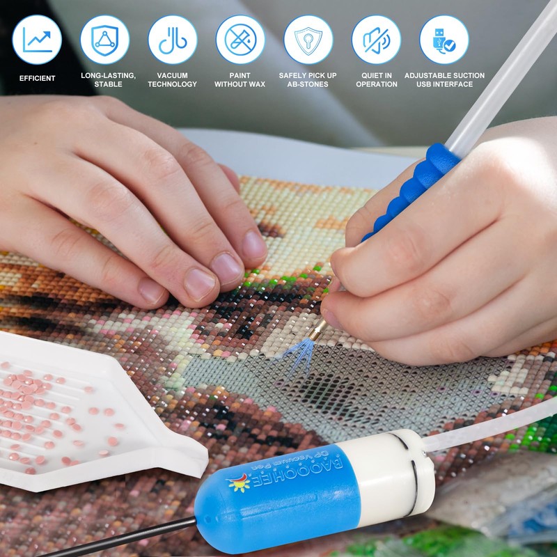BAOOOHEE Electric Diamond Painting Pen-Vacuum Diamond Painting Pen,40PCS Diamond Painting