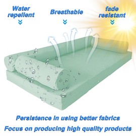 SOWINOS Water-Resistant Outdoor Daybed Cushion Cover Set for Twin Size - Fade Resistant, Breathable Zippered Covers (4-Piece, Bean Green) - Fits Swing, Patio & Garden Furniture