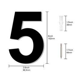 HKFENG 6 inch Large House Numbers Plates for Outside Floating Stainless Steel 304 Home Street Number Sign Door Numbers Screw On Address Door Number for Outside Easy to Install Matte Black