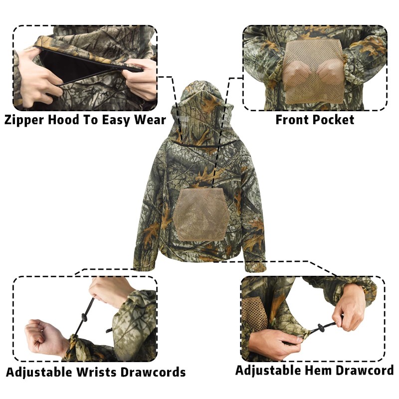 LOOGU Mosquito Suits, Net Bug Pants & Jacket Hood Sets