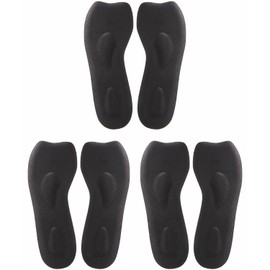 PhoenixSole Insole, Memory Foam Cushion, 4D Construction, Sponge, Arch Support, Shock Absorption, Reduces Stress on the Feet, Lower Back, Fatigue, Walking, Sneakers, High Heel, Casual Shoes (Black, Set of 3 Pairs), Black: Set of 3 pairs
