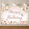 ChloropLastid 10x8ft Pink Floral Birthday Backdrop Rose Gold Glitter Flower