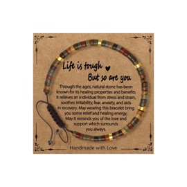 Inspirational Gifts Bracelets for Women Encouraging Healing Natural Stone Bracelets - Get Well Soon Gifts for Women Best Friends Sister Bestie - Life is Tough But So are You Bracelet (Life is Tough But So are You Bracelet)