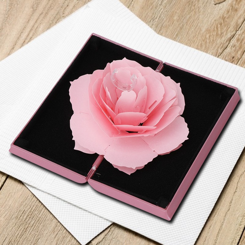 3D Rose Pop up Ring Box Wedding Engagement Jewelry Storage