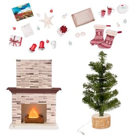 Our Generation – 18-inch Doll Accessories – Dollhouse Furniture – Fireplace & Christmas Tree – Holiday Decor Set – Pretend Play 3+ Years – Holiday Celebration