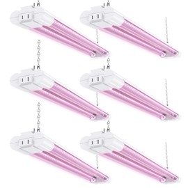 Sunco 6 Pack 2ft Grow Light LED, 20W, Full Spectrum, for Seed Starting, Seedling, Indoor Plants, Plug in Suspended Fixture, Link Up to 8, Inline Switch, ETL.