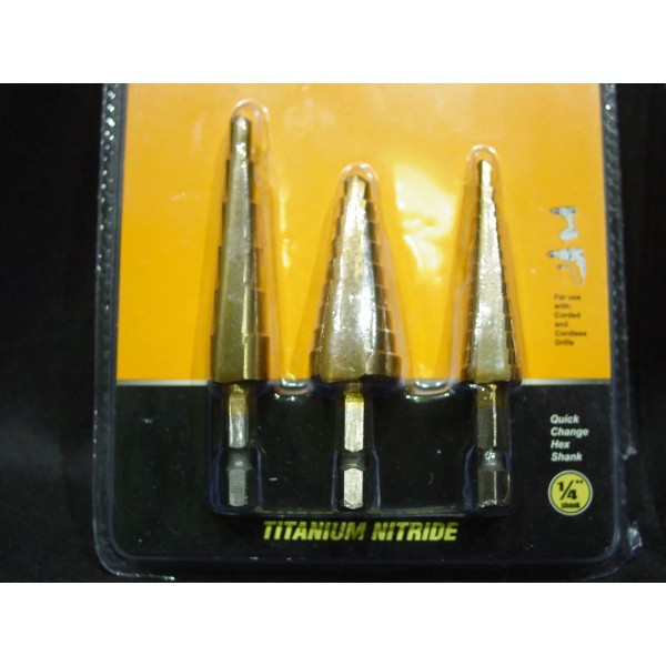 Warrior 3 pc UniBit Titanium Nitride HSS High Speed Counter