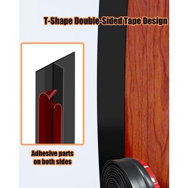 Orghtin T-Shaped Silicone Seal Strip, Black Door Sealer Weather Stripping Door Seal Strip, 20Ft Door Draft Stopper for Side of Door