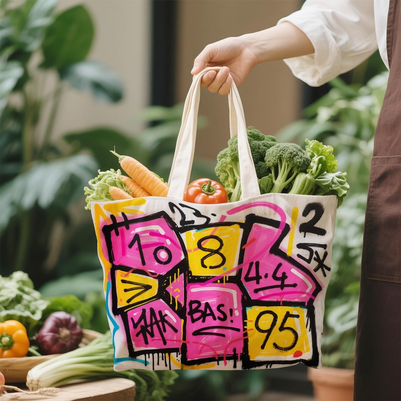 Graffiti Style Digital Print Tote Bag – Spacious Zippered Bag