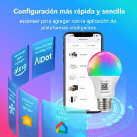OREiN Matter Focos Inteligentes Compatible con Alexa, Apple Home, Google Home, SmartThings, Focos Inteligentes Multicolor A19 E26, Bombillas Inteligentes 60W Equi 800 LM CRI90 6 Unidades