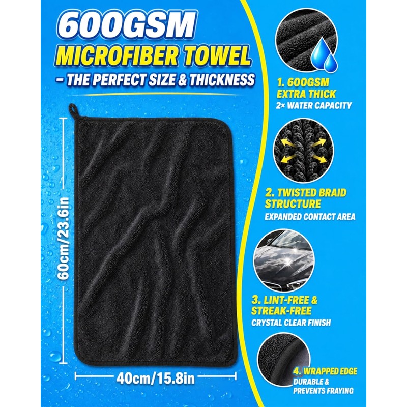 3 Pcs Magic Bathroom Drying Cloth 40×60 cm – Streak-Free,