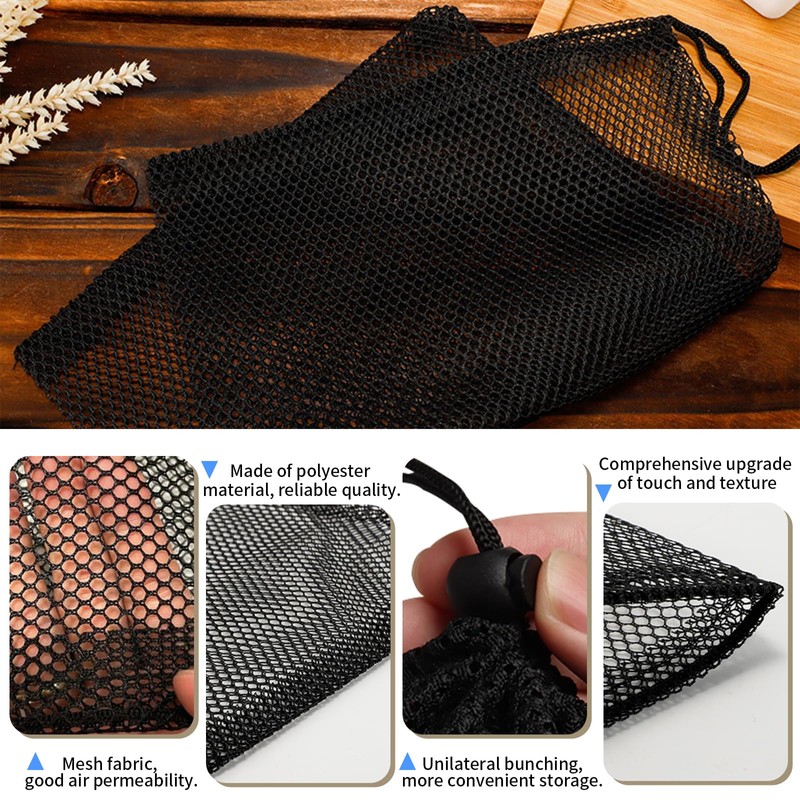 10 Pcs Mesh Drawstring Bag, Mesh Drawstring Bags with Cord