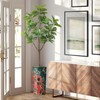 Artificial Tree in Modern Mandala Pattern Planter, Fake Rubber Silk
