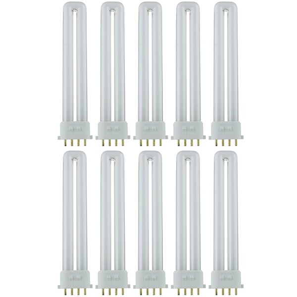 Sunlite PL13/E/SP41K/10PK 4-Pin Fluorescent 13W 4100K Cool White U Shaped PL CFL Twin Tube Plugin Light Bulbs with 2GX7 Base (10 Pack)