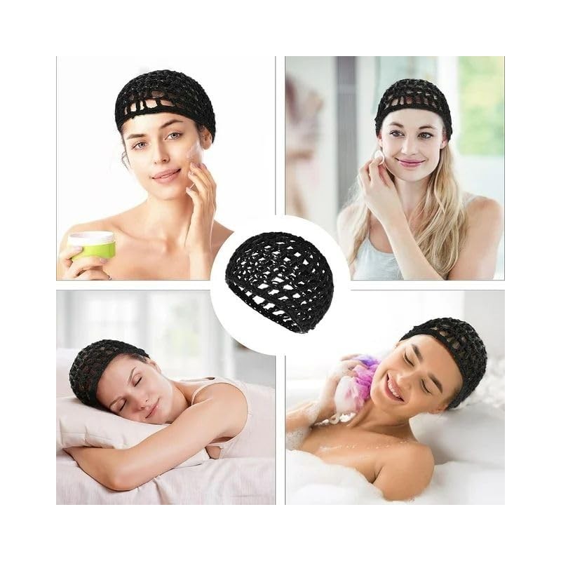 2Pcs Black Hair Nets Cap for Women Sleeping, Long Straight