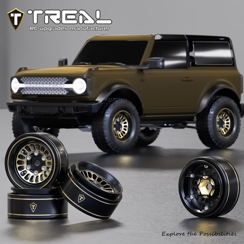 TREAL 1.0 Brass Beadlock Wheels Crawler Wheel Rims (4P) Hubs