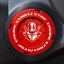Tybasthe Rotary Push Start Button Cover, Car Accessories Engine Start Stop Button Cover, Car Stickers Interior Decor, Motorcycle Ignition Key Switch Cover, Red