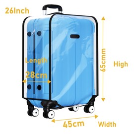 2 Pcs Suitcase Cover, Transparent Luggage Cover Protector, Portable Travel Luggage Cover Waterproof Dust-Proof Wear Resistant Reusable PVC Trolley Case Cover for Business Trip and Daily Using-26Inch