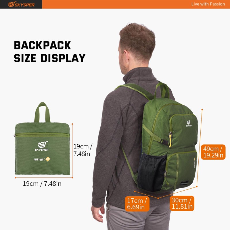 SKYSPER Ultralight Foldable Backpack with Wet Compartment - Waterproof and
