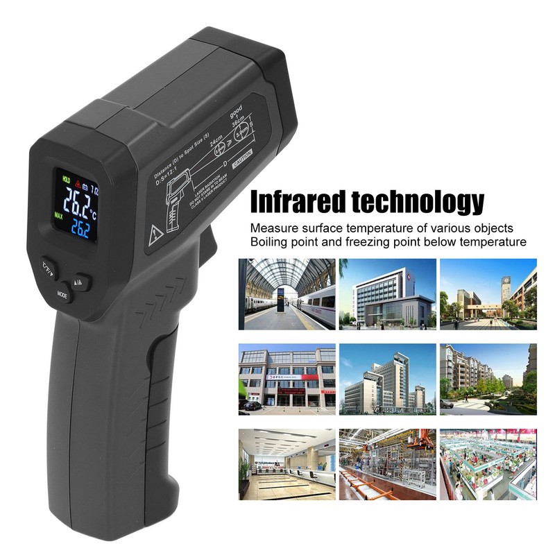 Infrared Thermometer for Cooking Food Temperature Gun Adjustable 12:1 Emissivity