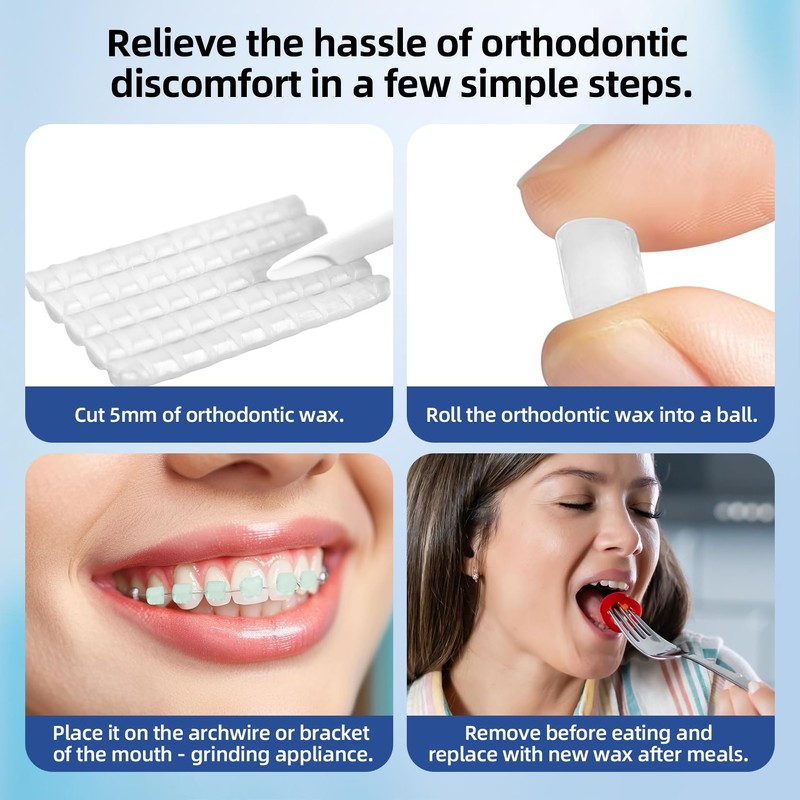 Orthodontic Wax for Braces,500-Count Pre-Sectioned Dental Wax Square