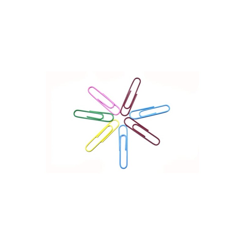 Alevar 100 Coloured Paper Clips Box Laminated Steel 50mm No.5