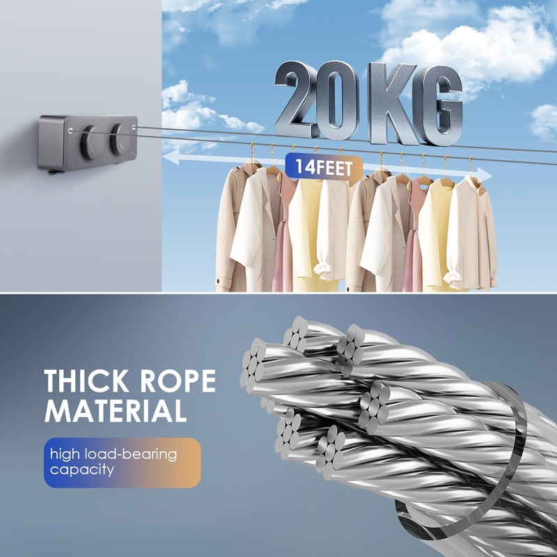 Contraxump Scalable Clothesline Extendable with High Load Capacity, Extendable Washing