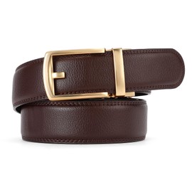GAEKEAO Ratchet Belt for Men Genuine Leather 1 3/8" - Micro-Adjust Buckle Trim to Fit Dress Belt Casual to Formal Gift Boxed