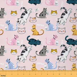 Erosebridal - Tela de gato arcoíris de The Yard, para niños, divertido gatito, material de leche, para amantes de los gatos, tela decorativa para interiores y exteriores, tapicería de animales de