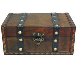 SAFE Wooden Chest Ideal as Wedding Gifts for Bride and Groom Money Gifts - Small Wedding Treasure Chest - Children's Treasure Chest Gift Box, Antique Wooden Box - 180 x 120 x 80 mm