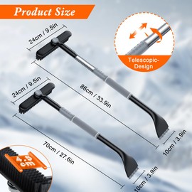 Ice Scraper Car with Broom 3-in-1 Car Cleaning Brush, Ice Scraper & Snow Brush, Removable Ice Scraper with 360° Brush Head, Extendable Snow Clearing Brush for Car, Truck, SUV