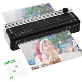 Laminator, A4 Laminator Machine, 9 inches Thermal Lamination Fast Warm-up with Build in Paper Trimmer,Portable Personal Laminating for Home/Office/School (A4 laminator +10PCS)