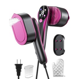 Travel Garment Steamer for Clothes with LED Display, 1200W Portable Handheld Steamer ＆ Iron 2 In 1, 10s Fast Heat Up, Large Ceramic Heat Panel, All-Fabric Quick Wrinkle Remover