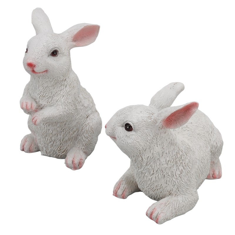 1 Pair Bunny Rabbit Ornaments Decorations Resin Art Craft Animal