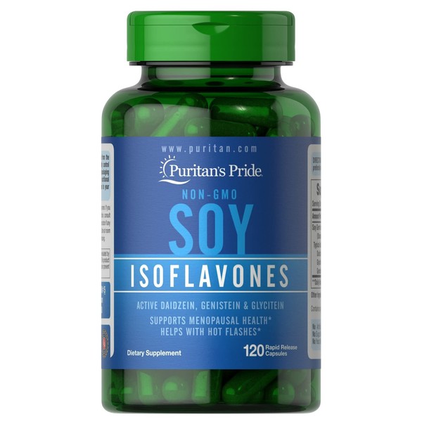 Puritan's Pride Non-GMO Soy Isoflavones Capsule 750 Mg, May Help with hot Flashes in menopausal Women*, 120 ct