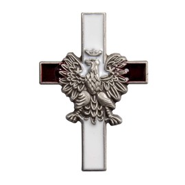 Polart | Polish Eagle Lapel Pin - Polska Silver Plated Christian Cross Pin with Butterfly Clutch - Poland Gifts for Suits, Bags, Hats, and Collector of Warsaw Lapel Pins and Brooches (for Men & Women)