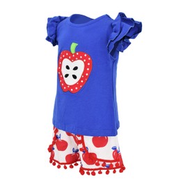 Unique Baby Girls Back to Grade School 2pc Apple Boutique Shorts Set (8)