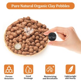 Riare 10 LBS Organic Expanded Clay Pebbles - 4mm-16mm Natural Leca Balls Lightweight Hydroponic Clay Pebbles Aggregate for Indoor Plants, Hydroponic Growing, Plants Drainage, Aquaponics